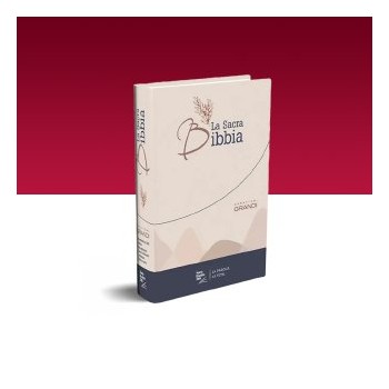 Bibbia N.R. 14x21 cm caratteri grandi rilegata rigida illustrata colore beige Nuova Edizione - libricristiani.it